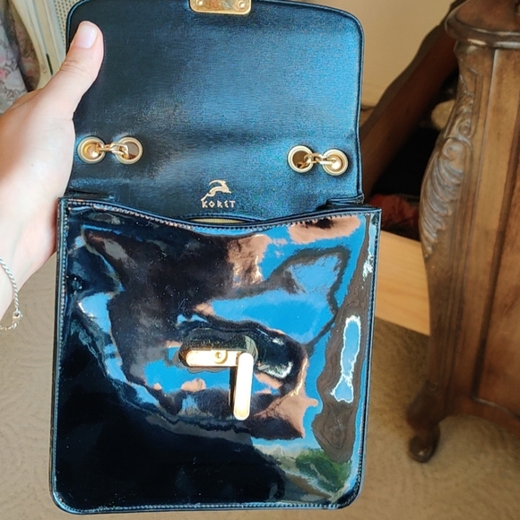 Vintage 1950s black patent leather evening purse - Picture 3 of 6